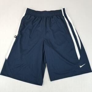 Nike Athletic Shorts Mens Medium 12" Navy Blue White Basketball Training Dazzle